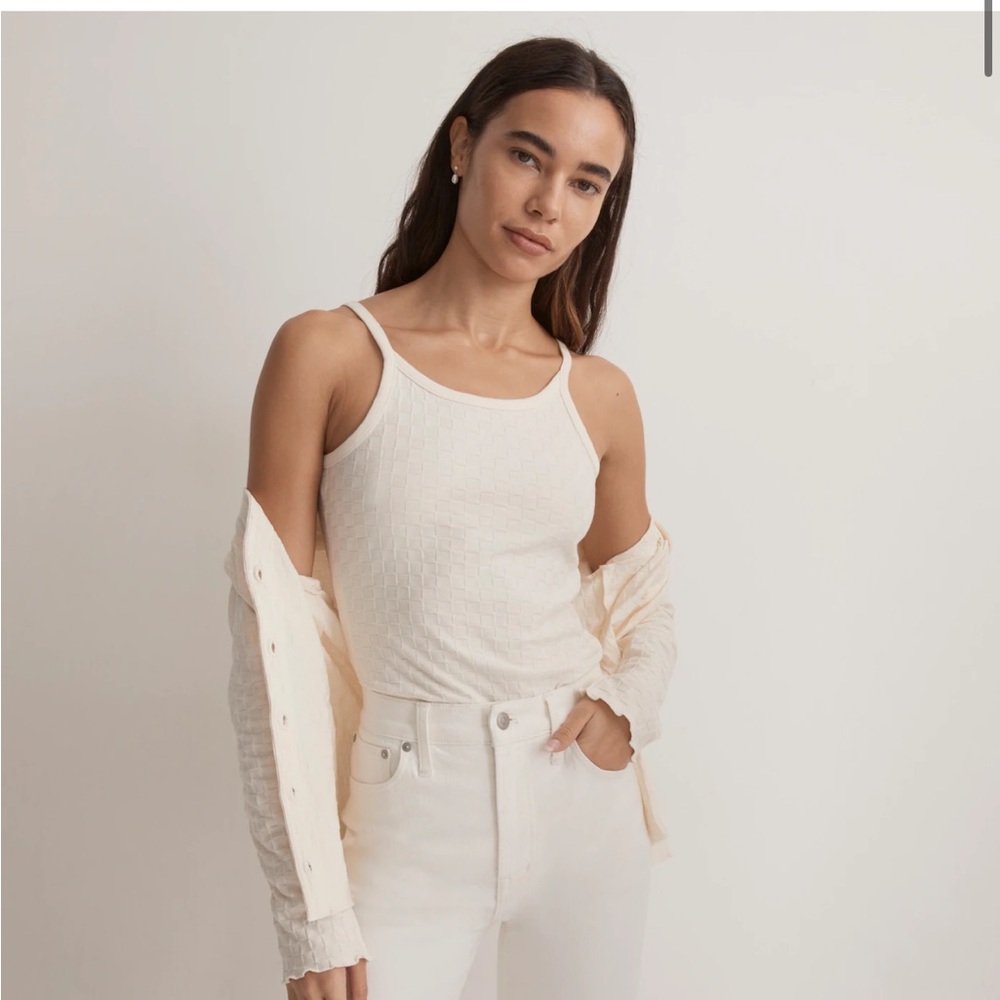 Cami tank top in checkerboard jacquard